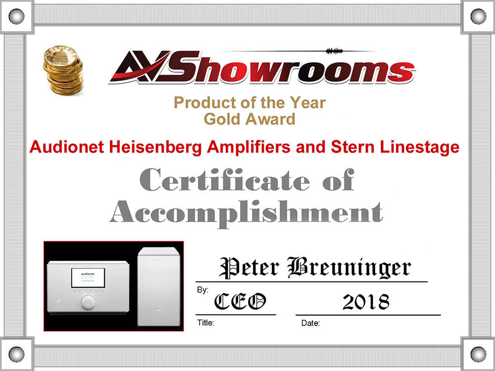 Audionet Heisenberg product of the year 2018